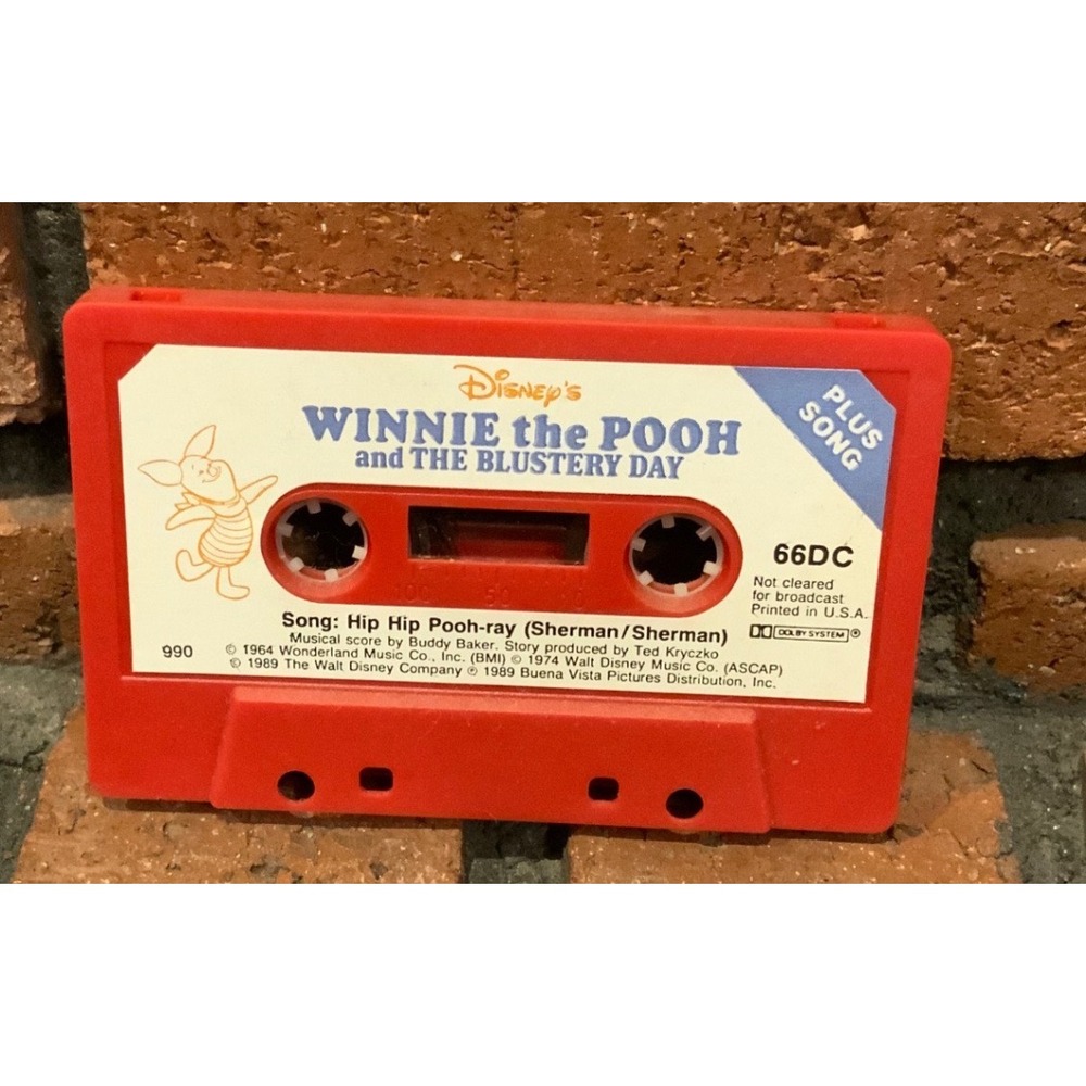 Vintage Disney Winnie the Pooh Cinderella Cassette Tape Red 66DC 1989